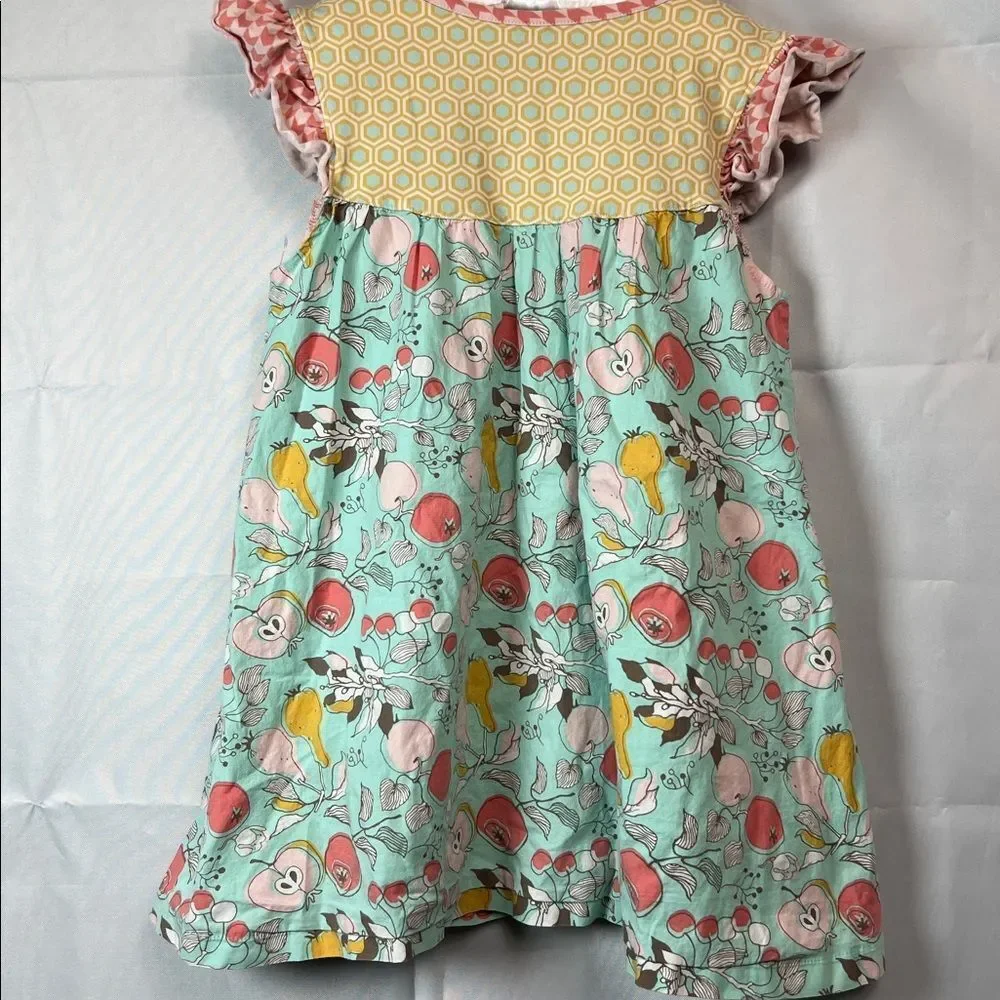 Serendipity mint green & pink multi pattern peasant dress Apple print XL (9-10)